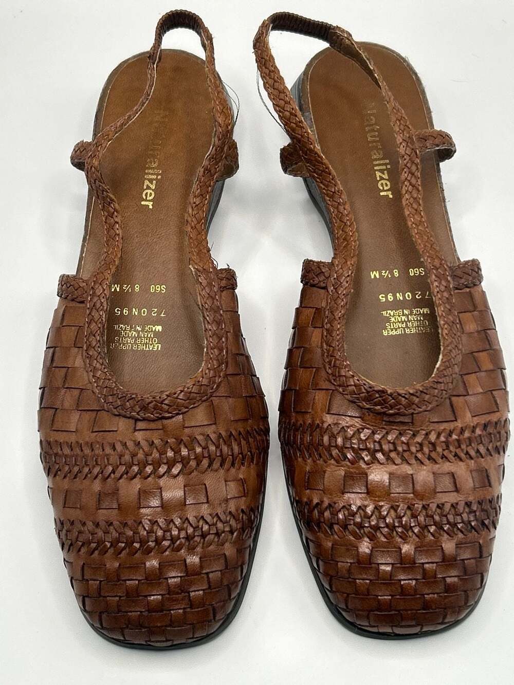 Naturalizer Brown Woven Leather Slingback Sandals